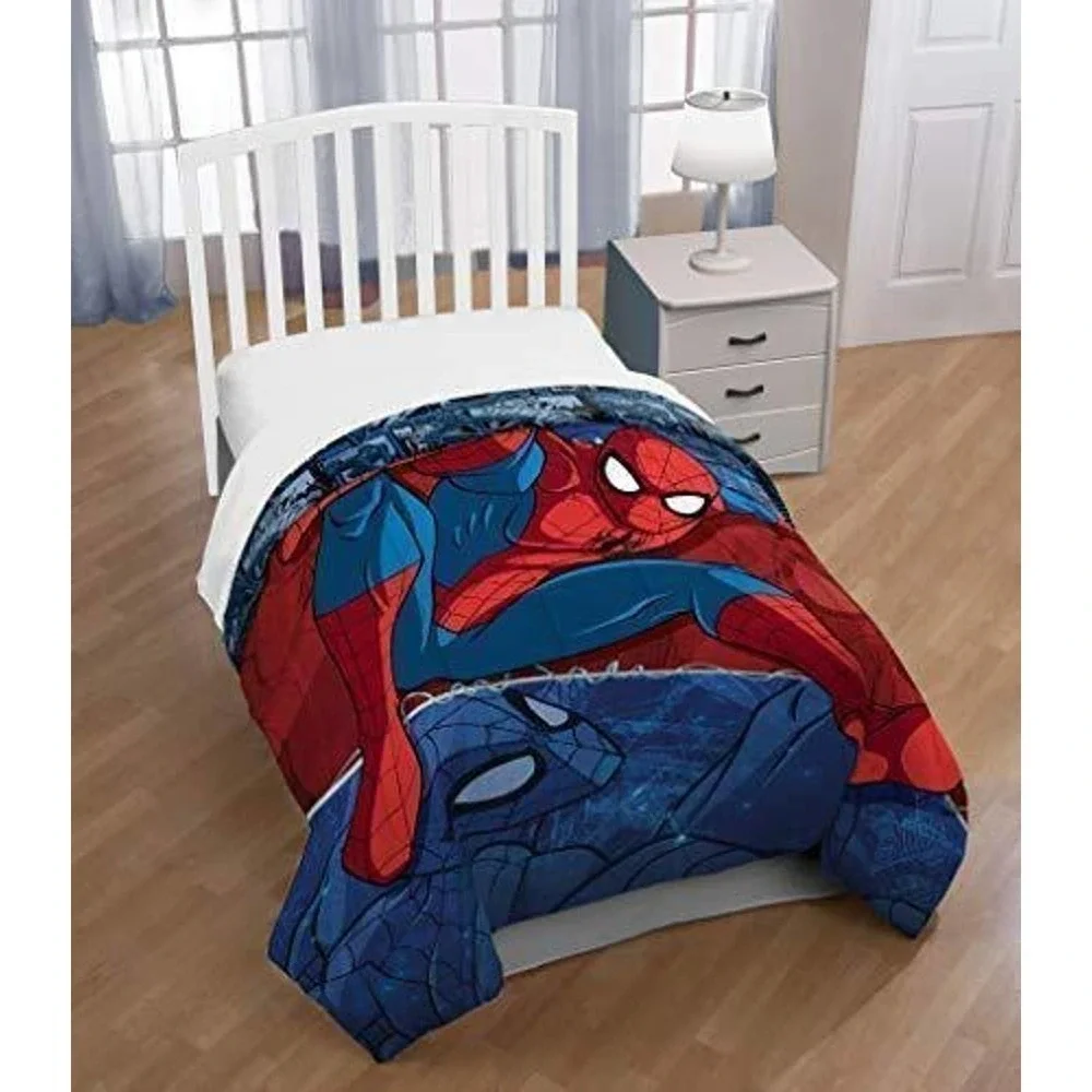 Marvel Spiderman Burst Twin Comforter - Super Soft Kids Reversible Bedding fe...